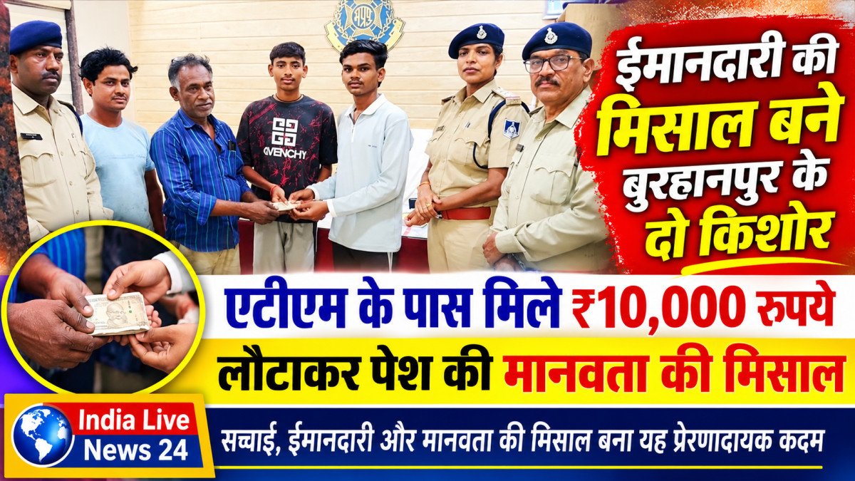 ईमानदारी की मिसाल बने बुरहानपुर के दो किशोर, एटीएम के पास मिले ₹10,000 रुपये लौटाकर पेश की मानवता की मिसाल
