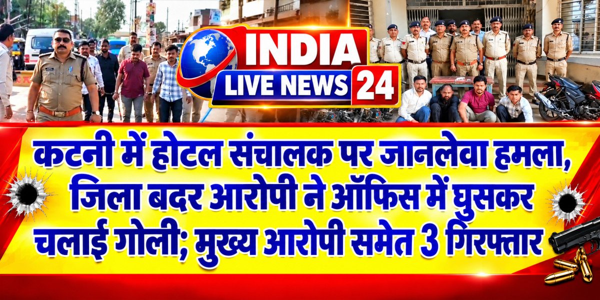 कटनी: होटल संचालक पर जानलेवा हमला, जिला बदर आरोपी ने ऑफिस में घुसकर चलाई गोली; मुख्य आरोपी समेत 3 गिरफ्तार