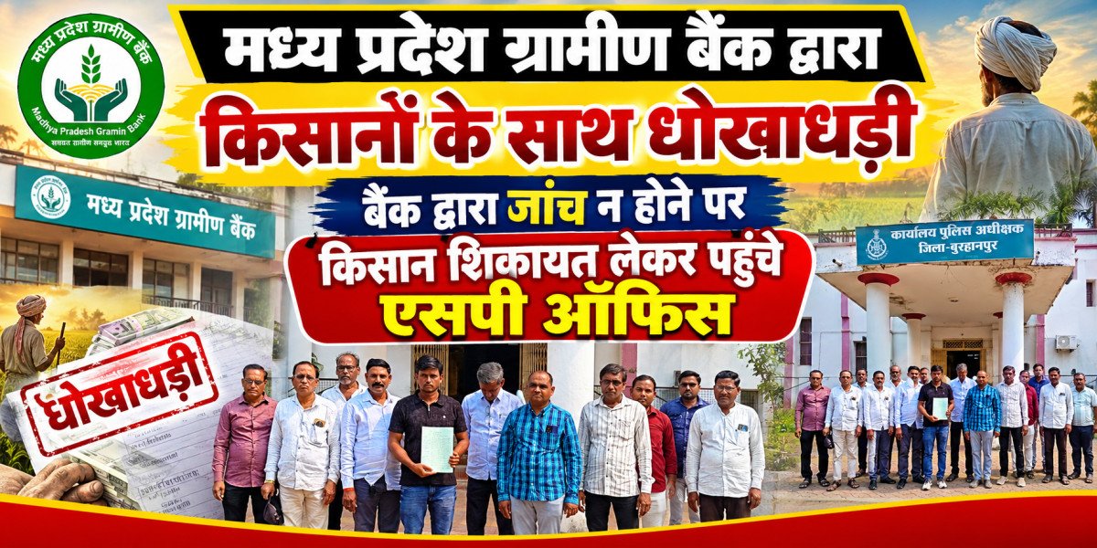 मध्य प्रदेश ग्रामीण बैंक द्वारा किसानों के साथ धोखाधड़ी बैंक द्वारा जांच न होने पर किसान शिकायत लेकर पहुंचे एसपी ऑफिस 