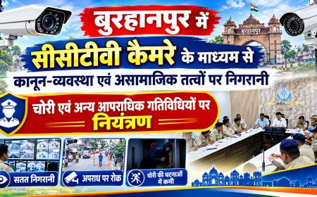 बुरहानपुर में सीसीटीवी कैमरे के माध्यम से कानून-व्यवस्था एवं असामाजिक तत्वों पर निगरानी  चोरी एवं अन्य आपराधिक गतिविधियों पर नियंत्रण