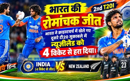 भारत की रोमांचक जीत: भारत ने क्राइस्टचर्च में खेले गए दूसरे टी20 मुकाबले में न्यूज़ीलैंड को 4 विकेट से हरा दिया