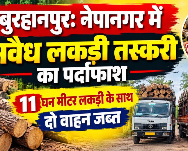 बुरहानपुर: नेपानगर में अवैध लकड़ी तस्करी का पर्दाफाश, 11 घन मीटर लकड़ी के साथ दो वाहन जब्त