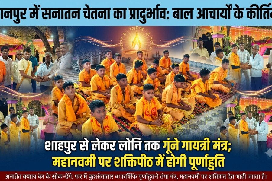बुरहानपुर में सनातन चेतना का प्रादुर्भाव: बाल आचार्यों के कीर्तिमान से अंचल अभिमंत्रित, शाहपुर से लेकर लोनि तक गूंजे गायत्री मंत्र; महानवमी पर शक्तिपीठ में होगी पूर्णाहुति